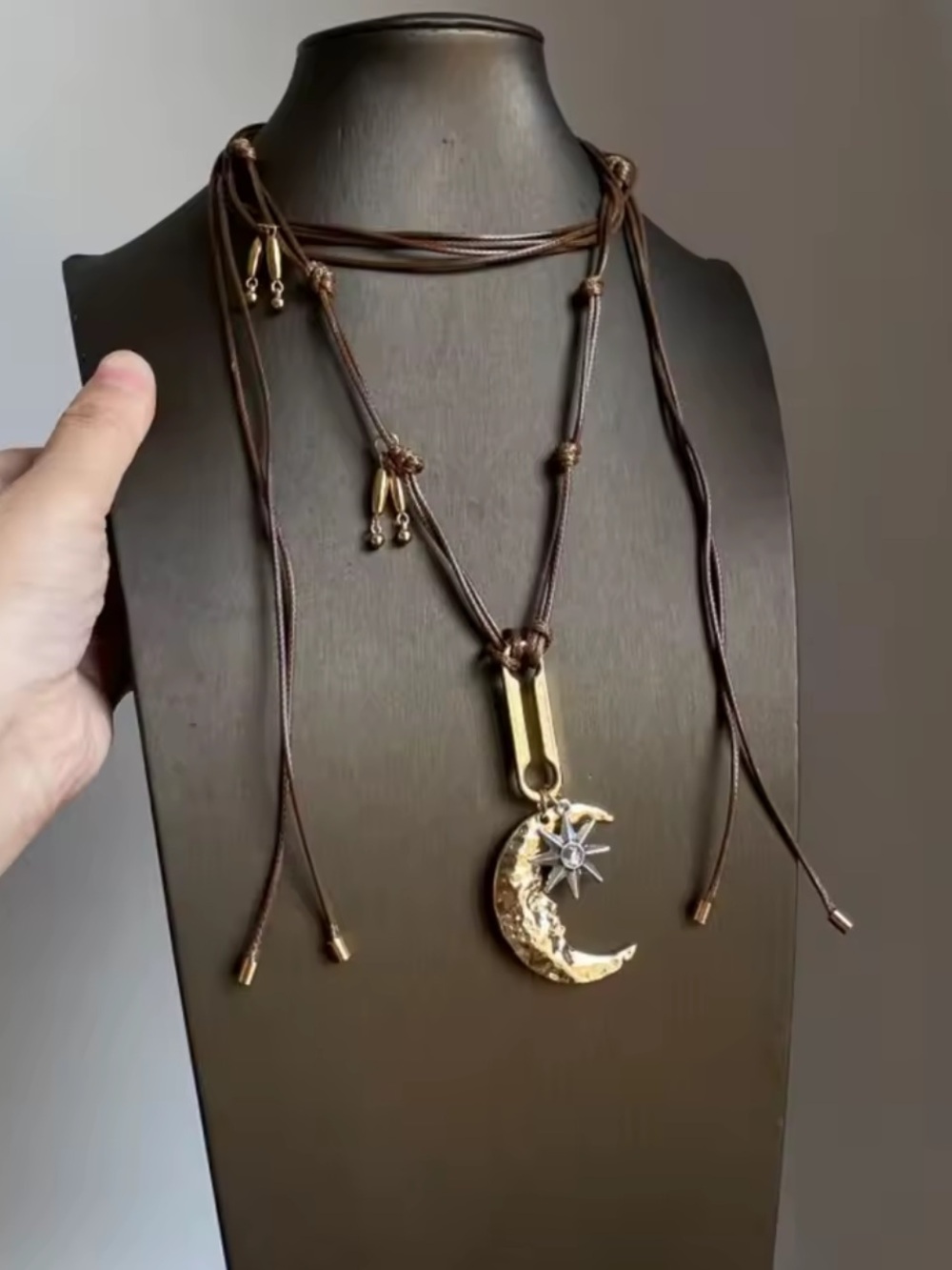Celestial Moon Cord Necklace
